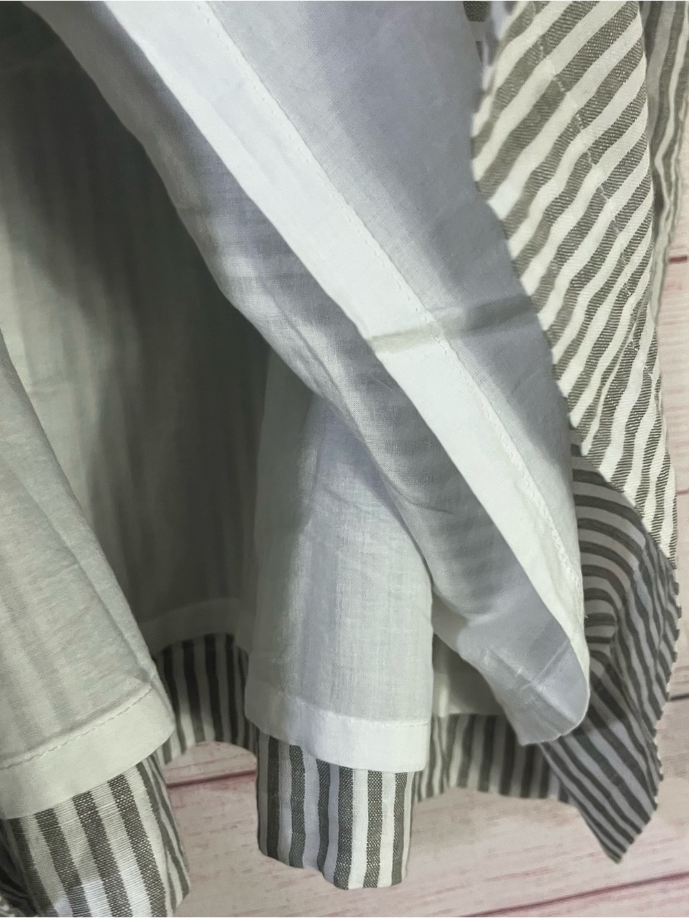 Talbots Plus Linen Cotton Blend Gray White Waist Tie Skirts Size 24W - Picture 4 of 7